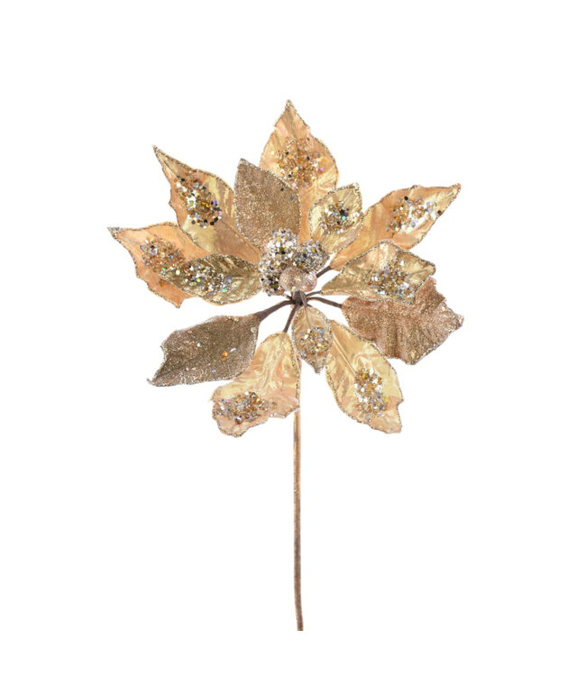 Tige de Poinsettia Doré Élégance