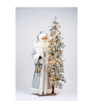 Père-Noël bleu pâle lanterne et sapin 57 po