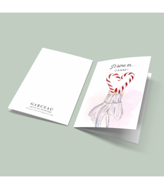 Carte de souhait - J't'aime en canne