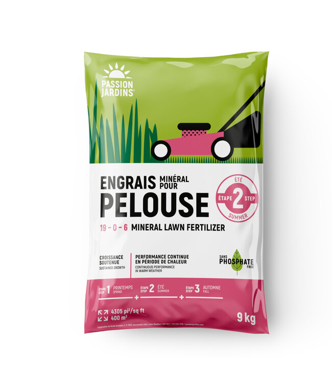 Engrais minéral pour pelouse 19-0-6 | Étape 2 | Croissance & Verdoiement (9 kg)