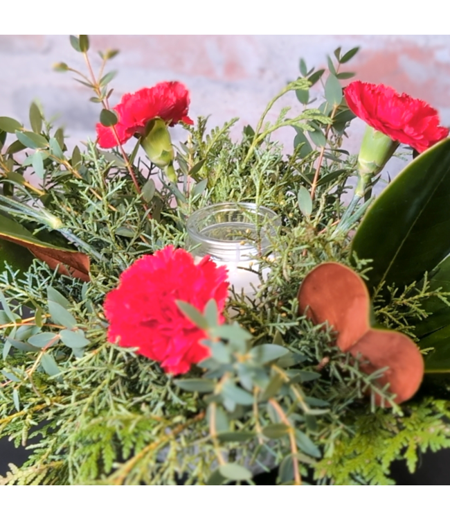 Petit centre de table coton et œillets