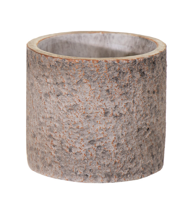 Cache-pot Aswan rond effet pierre brun