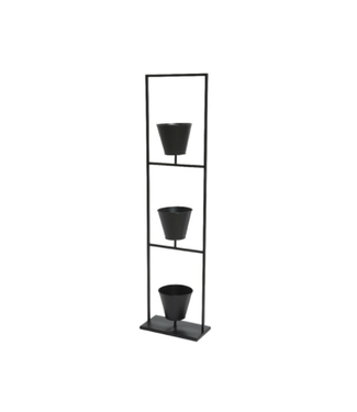 Étagère Noire avec Trio de Cache-Pots