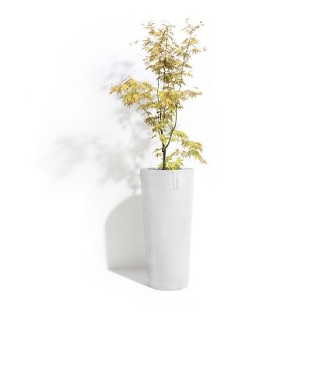 Ecopots Pot Amsterdam mi-haut blanc-gris  | Pot moderne et raffiné pour la maison