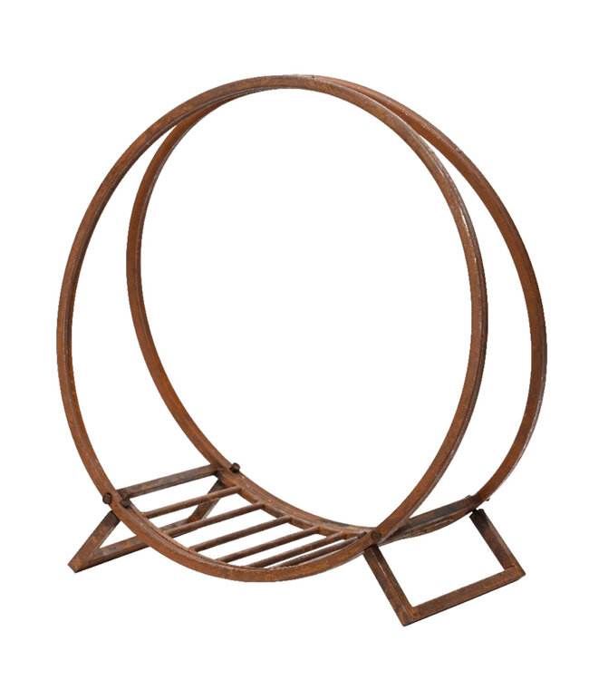 Support à Bûches Rond en Finition Rouille | Art et Chaleur Réunis