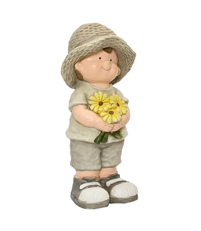 Figurine de jardin | Garçon offrant des fleurs