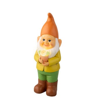Gnome solaire pot de fleur 11 po