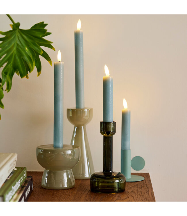 Bougeoir en verre vert pâle 4,5 po | Décoration de table