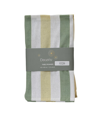 Chemin de table ligné blanc et vert 55 po