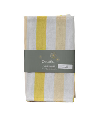 Chemin de table ligné blanc et jaune 55 po