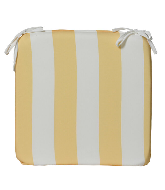 Coussin de chaise ligné blanc et jaune 15,5 po | Confort et style pour intérieur et extérieur