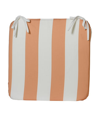 Coussin de chaise ligné blanc et orange