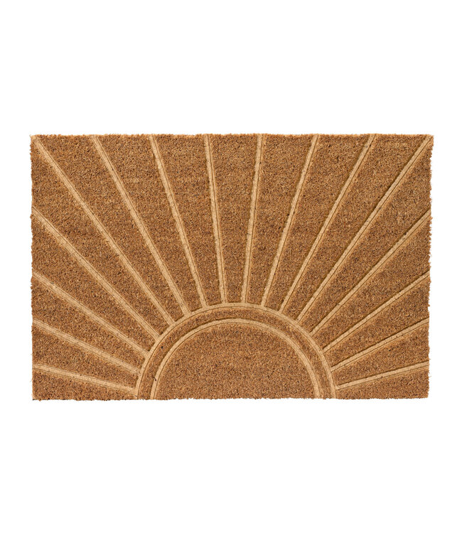 Tapis de coco soleil 23,5 po | Paillasson naturel au design soleil géométrique