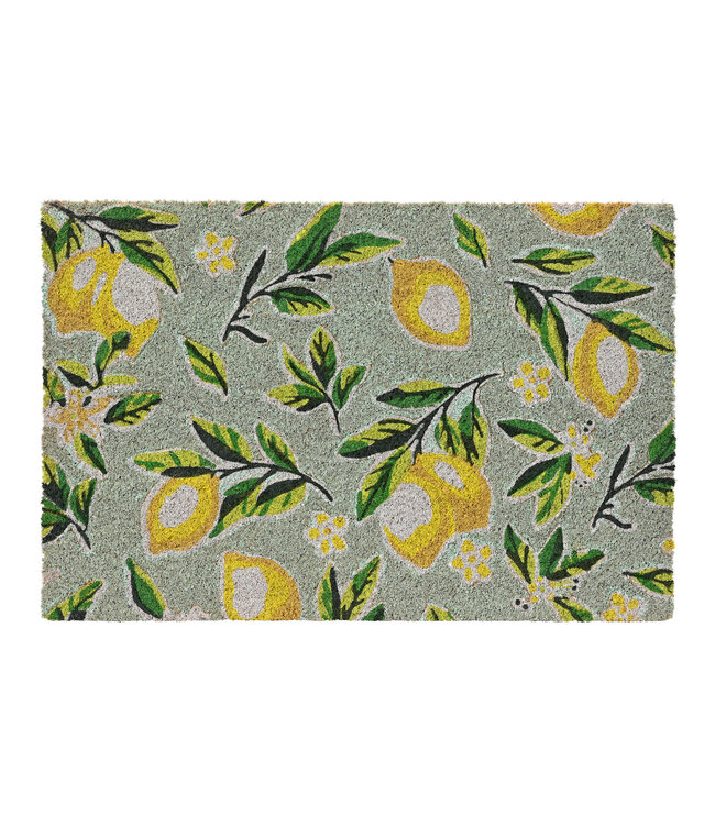 Tapis de coco branche de citrons 23,5 po | Paillasson naturel au motif d'agrumes