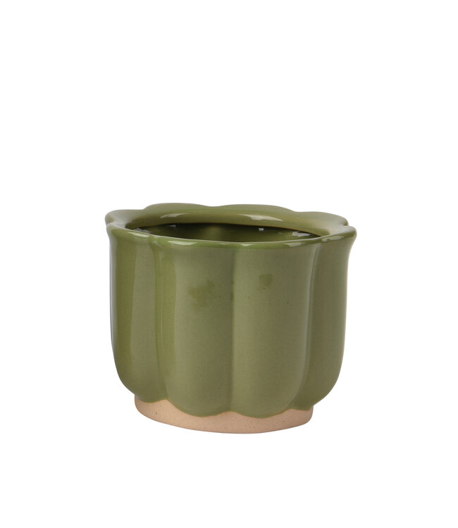 Cache-pot fleur vert | Pot design au look vintage