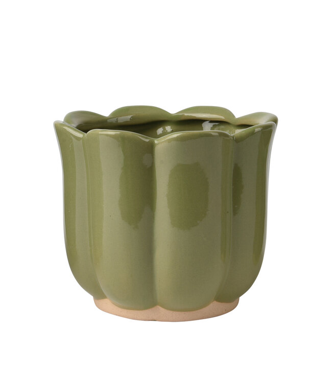 Cache-pot fleur vert | Pot design au look vintage