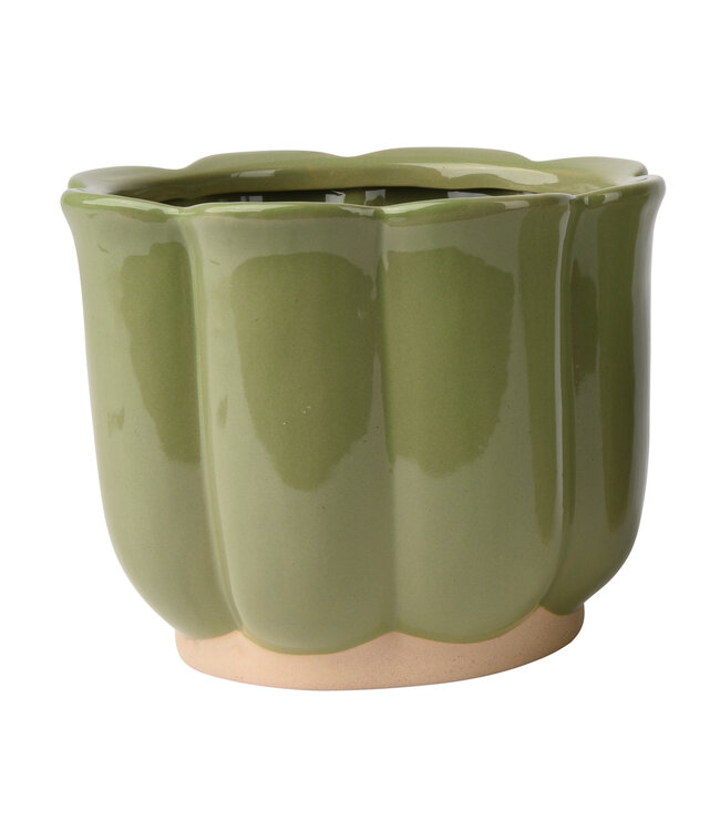 Cache-pot fleur vert | Pot design au look vintage