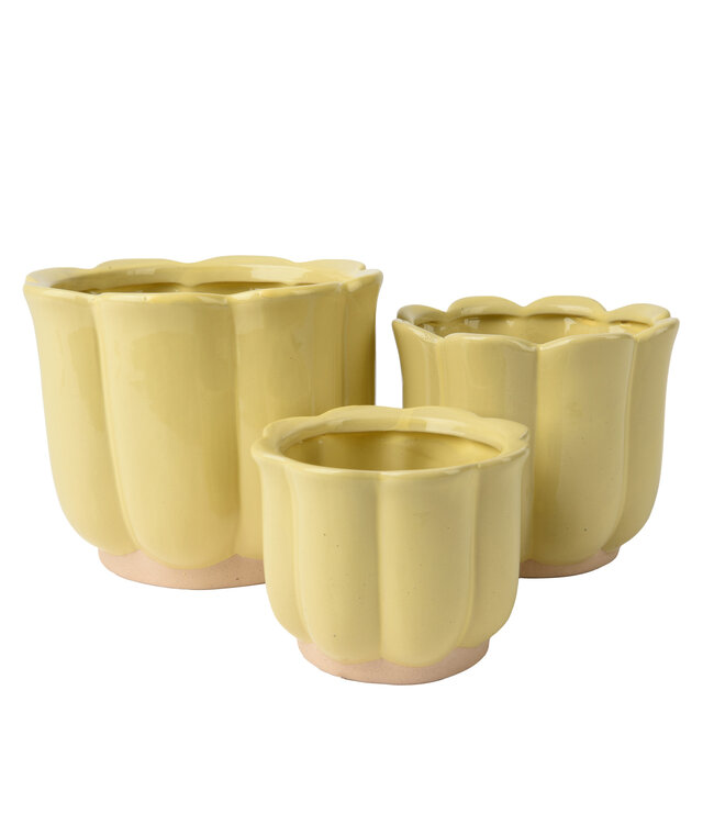 Cache-pot fleur jaune | Pot design au look vintage