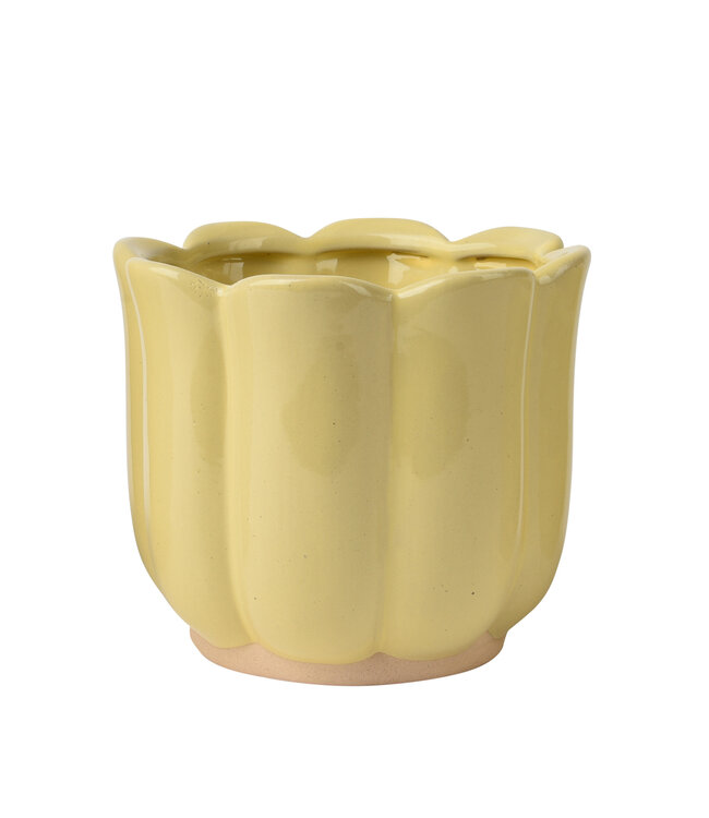 Cache-pot fleur jaune | Pot design au look vintage