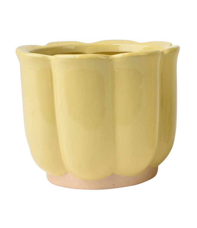 Cache-pot fleur jaune | Pot design au look vintage