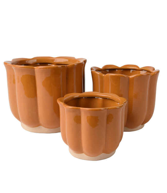 Cache-pot fleur orange | Éclat vintage