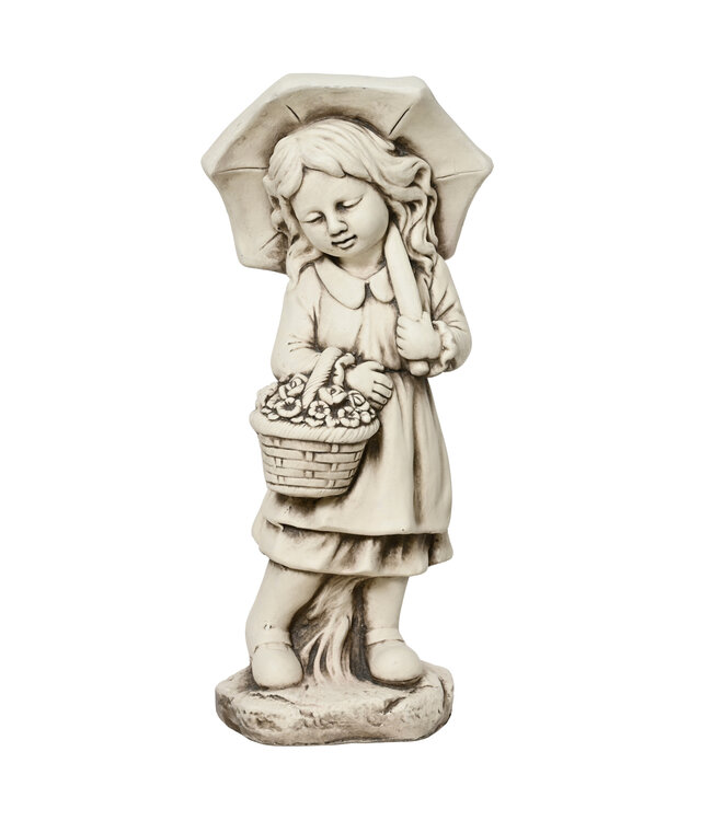 Statue de jeune fille et parapluie 26 po | Décoration de jardin