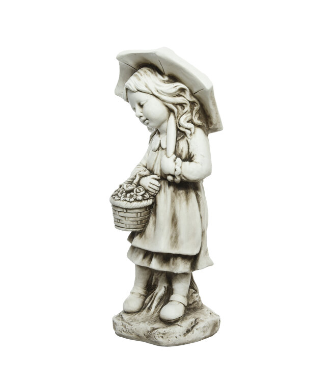 Statue de jeune fille et parapluie 26 po | Décoration de jardin