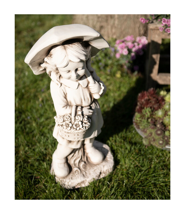Statue de jeune fille et parapluie 26 po | Décoration de jardin