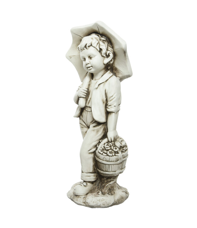 Statue jeune garçon et parapluie 26 po | Décoration raffinée