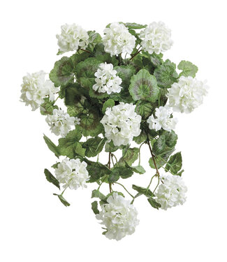 Bouquet de géranium suspendu UV blanc 22 po