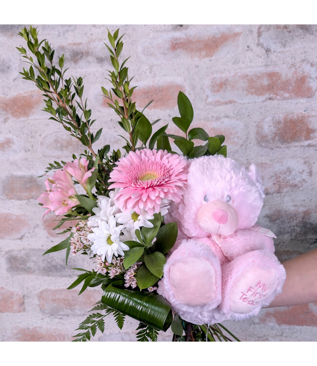Arrangement naissance peluche | Cadeau tendre pour bébé