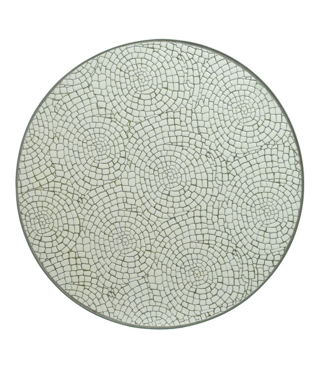 Ensemble bistro mosaïque vert et blanc 3 mrx | Table charmante et ses deux chaises en fer forgé