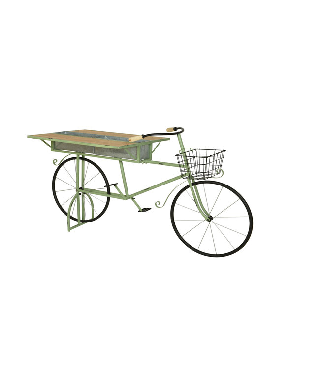 Vélo décoratif vert en fer | Élément d'ornement pour jardin ou patio