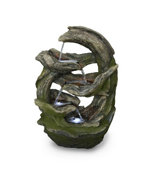 Fontaine creux d'arbre en polyrésine et lumières 22 x12x33 po