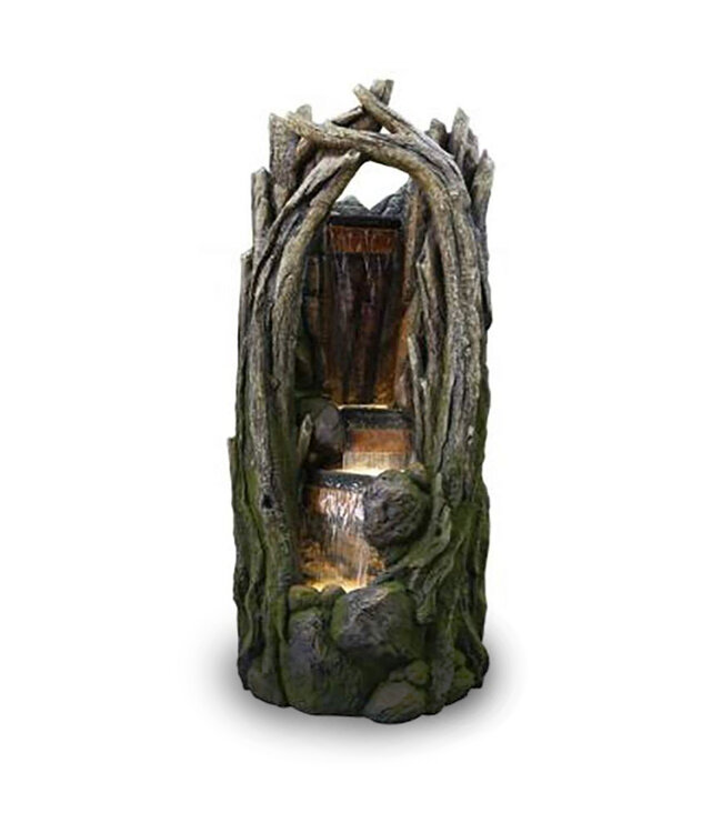Fontaine creux d'arbre en polyrésine et lumière | Tronc d’arbre lumineux pour ambiance zen