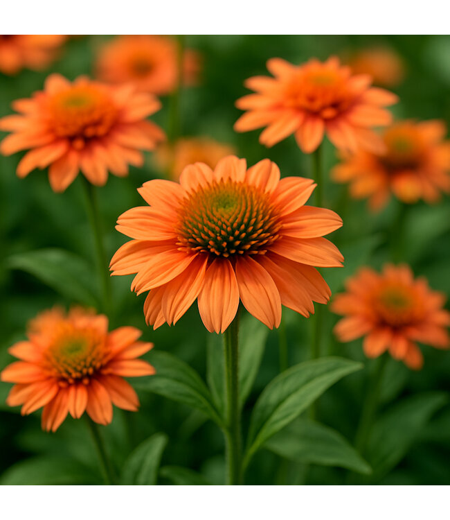 Echinacea Sunseekers Pumpkin Pie 1 gal | Floraison orange citrouille & cœur vert-lime, longue tenue