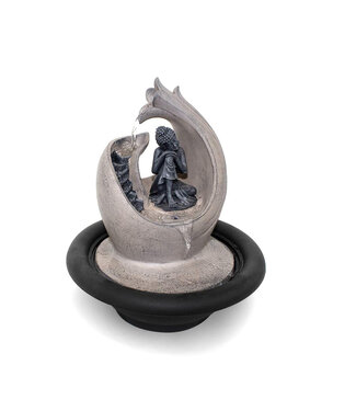 Mini fontaine polyrésine bouddha et escalier 9 x 11 po