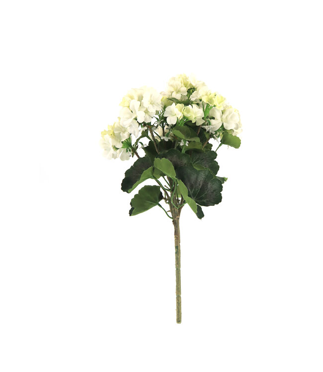 Bouquet de géranium blanc UV 18 po | Fleurs artificielles réalistes résistantes aux UV pour intérieur et extérieur