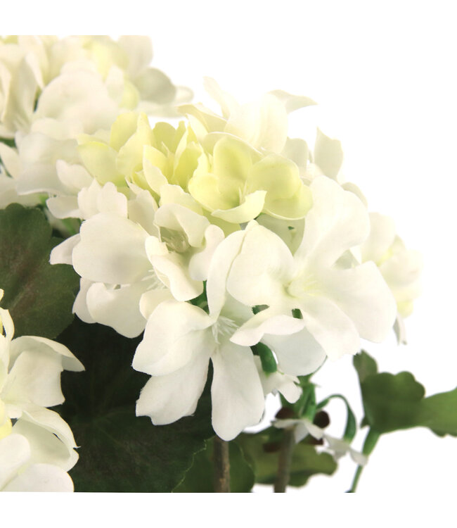 Bouquet de géranium blanc UV 18 po | Fleurs artificielles réalistes résistantes aux UV pour intérieur et extérieur