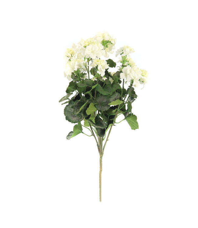 Bouquet de géranium blanc UV 24 po | Fleurs artificielles réalistes et résistantes aux UV pour intérieur et extérieur