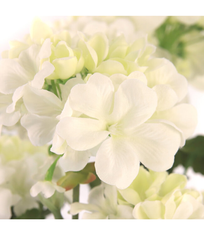 Bouquet de géranium blanc UV 24 po | Fleurs artificielles réalistes et résistantes aux UV pour intérieur et extérieur