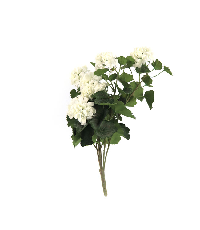 Bouquet de géranium suspendu UV blanc 22 po |  Fleurs artificielles réalistes résistantes aux UV pour intérieur et extérieur