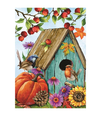 Lucies.ca Drapeau - Nichoir citrouille et oiseaux 28 x 40 po