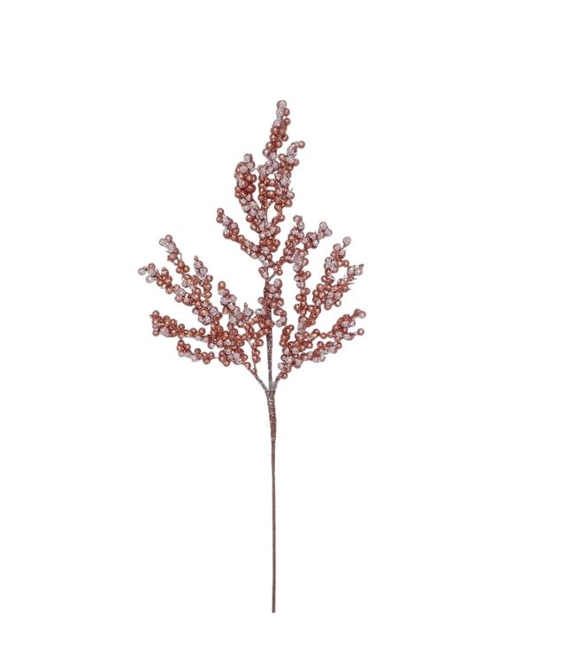 Tige de baies enneigée et paillettes bronze | Élégance scintillante