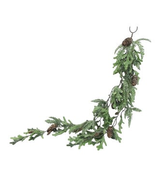 Guirlande de sapin vert givré et cocottes
