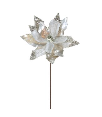 Fleur de poinsettia métallique/platine