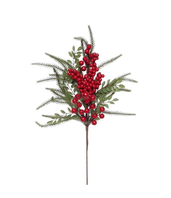 Branche mixte de pin et baies rouge | Allure festive