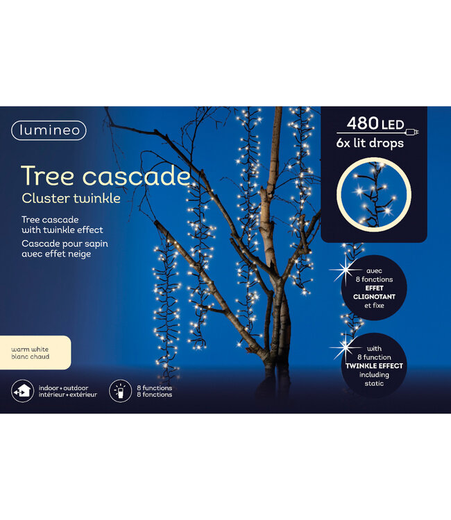 Cascade lumineuse blanc chaud 480L | Pluie d’étoiles décorative