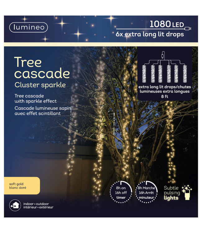 Cascade lumineuse champagne 1080L | Pluie scintillante d’élégance