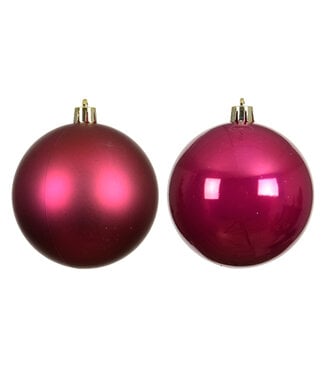 Boules plastique cerise brillantes et mates